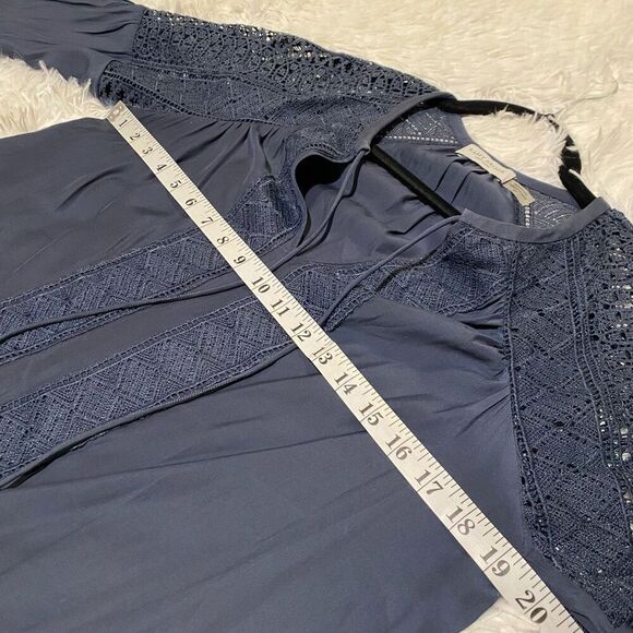 Ramy Brook Winnie Peasant Crochet Blouse in Navy Blue Small - Picture 5 of 8